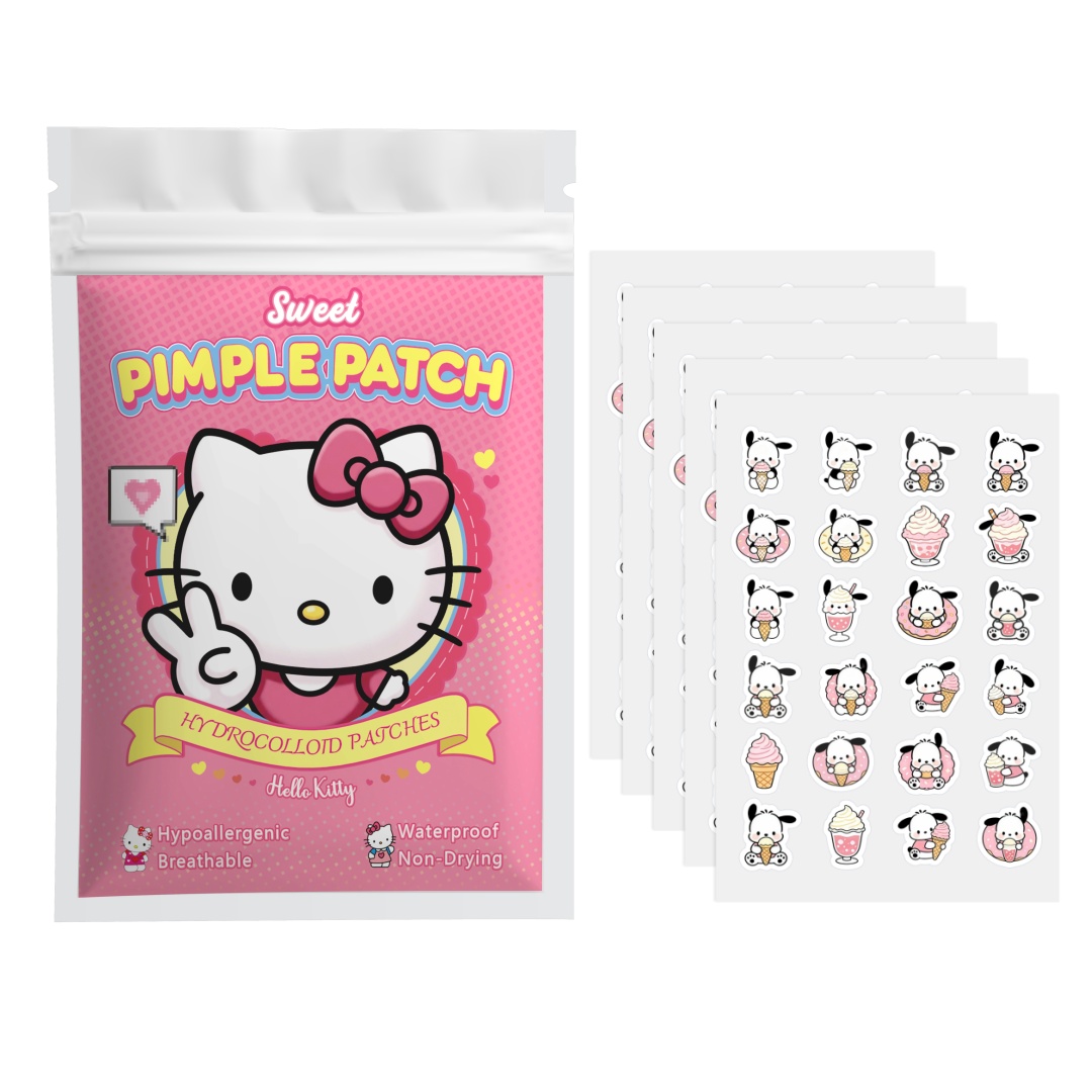 Hydrocolloid Acne Patch - แผ่นแปะสิวเฮลโล คิตตี้ 48/120 ชิ้น, แผ่นแปะสิวบนใบหน้า, แผ่นแปะกำจัดสิวแบบไฮโดรเจล,