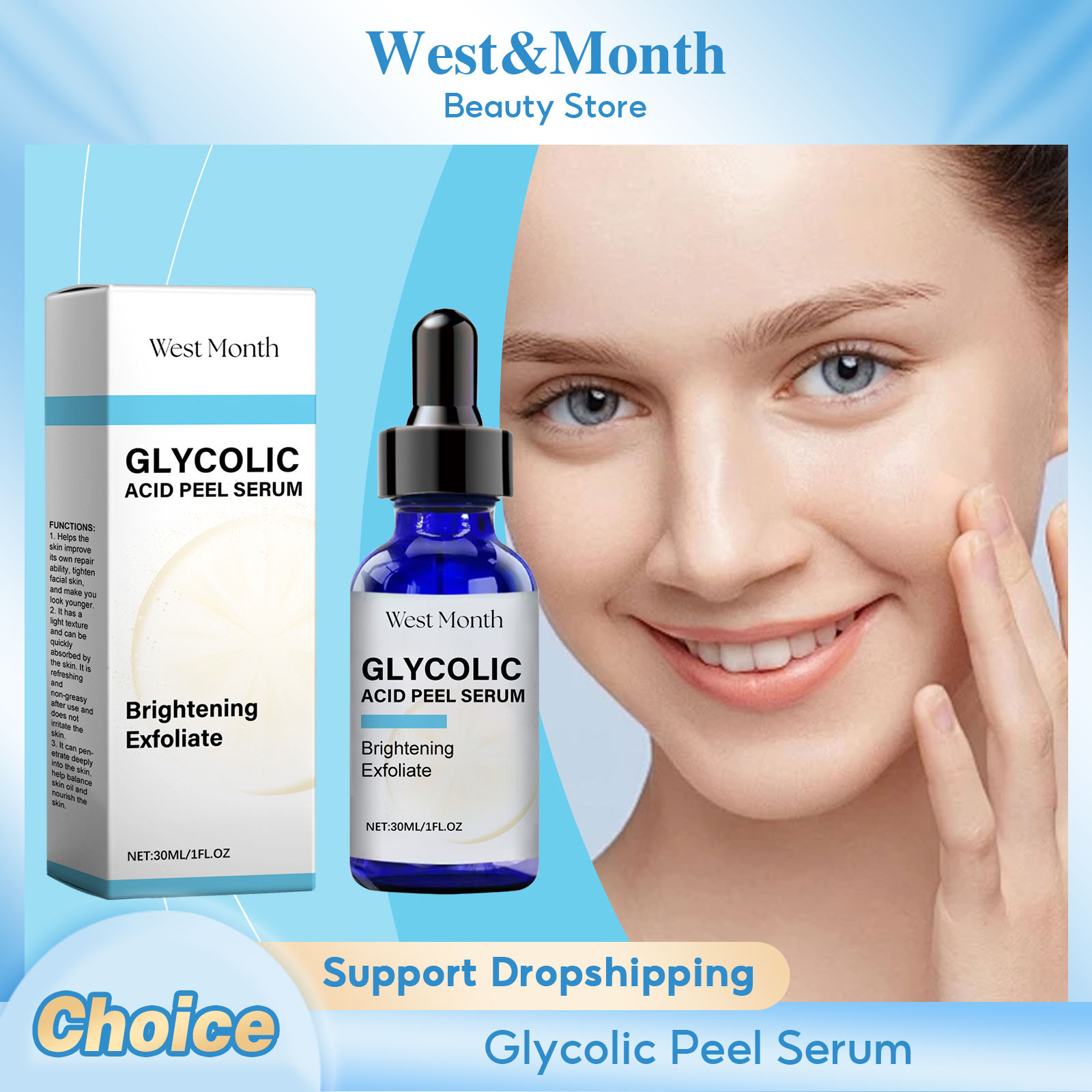 Lactic Acid Toner - Glycolic Acid Peel Serum Exfoliating ลดรูขุมขนลดสิว