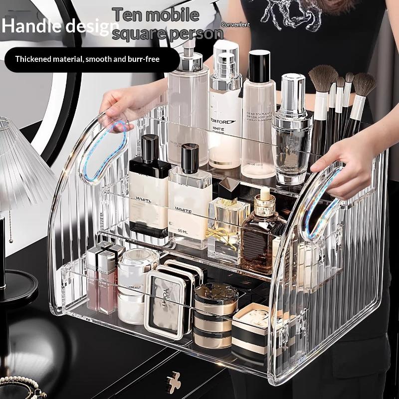 Skincare B Erl - ที่วางเครื่องสำอางอะคริลิคใสขนาดใหญ่หลายชั้น สำหรับจัดเก็บแปรงแต่งหน้า ลิปสติก ผลิตภัณฑ์บำรุงผิว และเครื่องประดับ