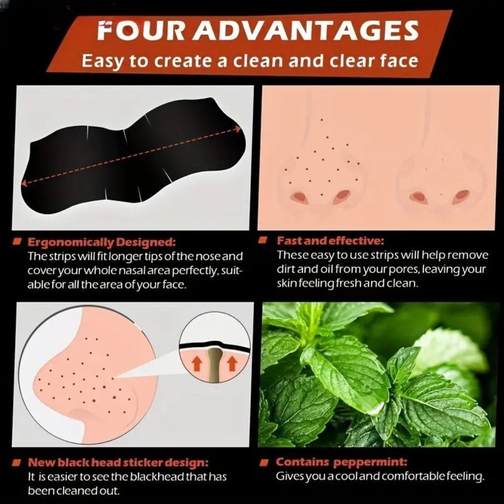 Charcoal Pore Strip - แผ่นลอกสิวเสี้ยนแบบลึก 10 ชิ้น ผลิตภัณฑ์ใหม่ สำหรับรักษาสิว ด้วยถ่านไม้ไผ่