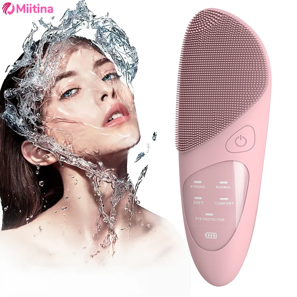 Skincare B Erl - แปรงทําความสะอาดใบหน้าไฟฟ้าแปรงทําความสะอาดผิวหน้าอัลตราโซนิกเครื่องนวดสั่นสะเทือน SkinCare Deep Pore แปรงซิลิโคนกันน้ํา