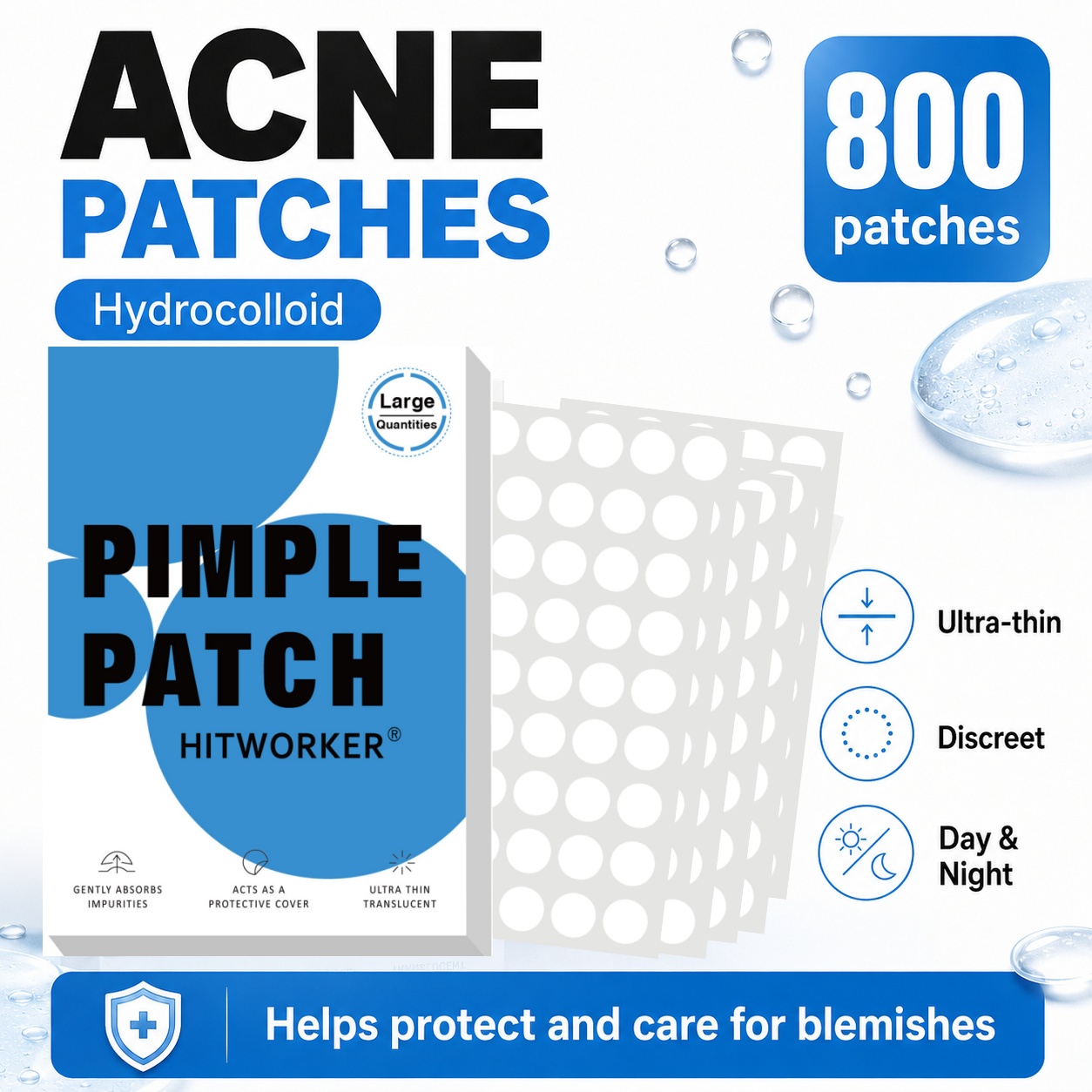 แผ่นแปะสิวไฮโดรคอลลอยด์ 800 ชิ - Hydrocolloid Acne Patch บทวิจารณ์และราคา